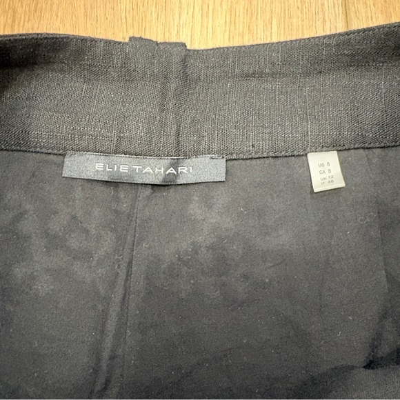 🌟ELIE TAHARI🌟 FLORAL EMBROIDERED WIDE LEG LINEN PANT BLACK / WHITE SZ 8 - Picture 5 of 7